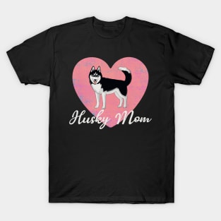 Husky Mom Big Pink Heart T-Shirt